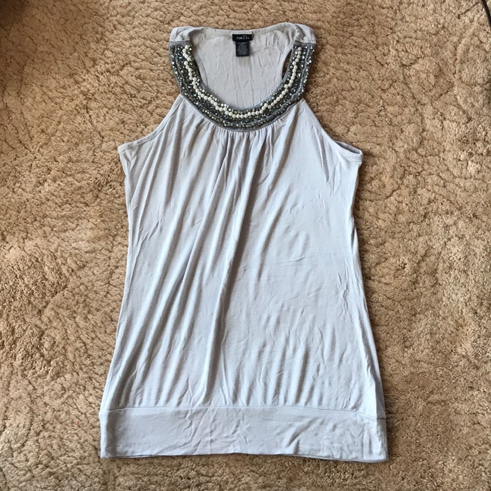 Beaded dressy tunic tank